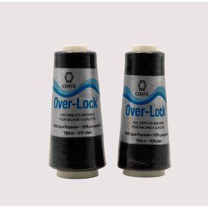 Coats Over Lock Black Polyester Thread Set of 2 Cones 1635 Yds Overlock Machines